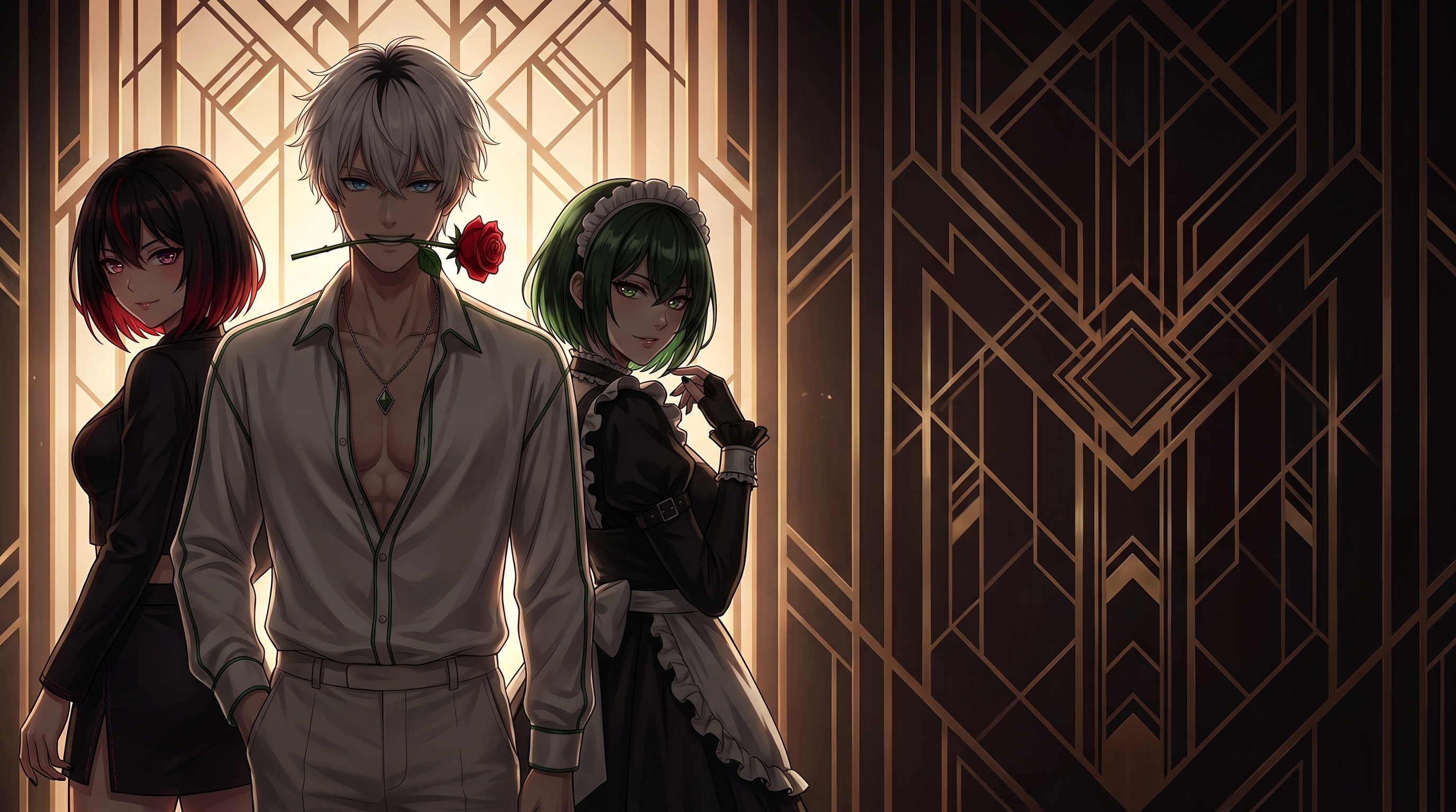 Three characters posing with rose 2K 20260910204518